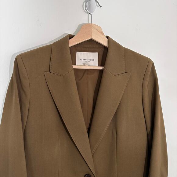 Lafayette 148 New York Whitney Wool Blend Blazer | Brown Green | SZ 4 - Picture 5 of 11